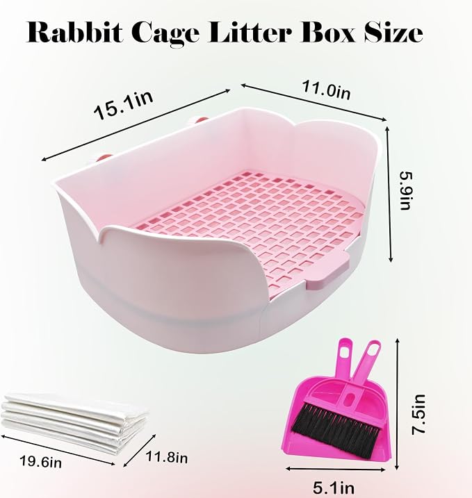 PINVNBY Rabbit Litter Box for Cage,Bunny Potty Box Corner Rabbits Litter Pan Trainer Toilet with Grate for Guinea Pig Hedgehog Chinchilla Ferret(Purple)