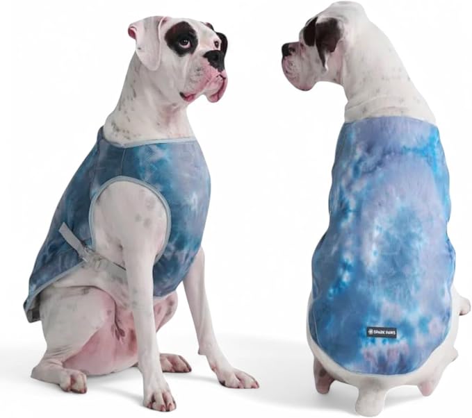 Spark Paws Dog Cooling Vest - SPF 50 UV Sun Protection - Summer Heat Relief Gear for Dogs, Lightweight, Evaporative Cooling - Dog Anxiety Relief Vest During Hot Days - Ice Blue, 3XL