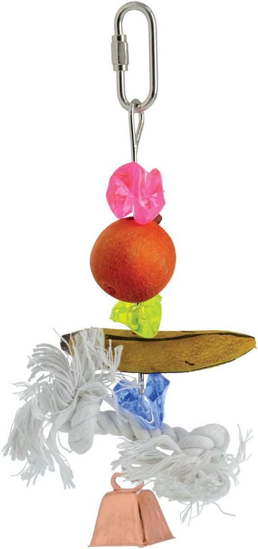 Penn-PLAX Bird-Life Fruit Kabob Bird Toy with Bell – Various Textures, Materials, and Colors – Great for Parakeets and Other Small Sized Birds – Small