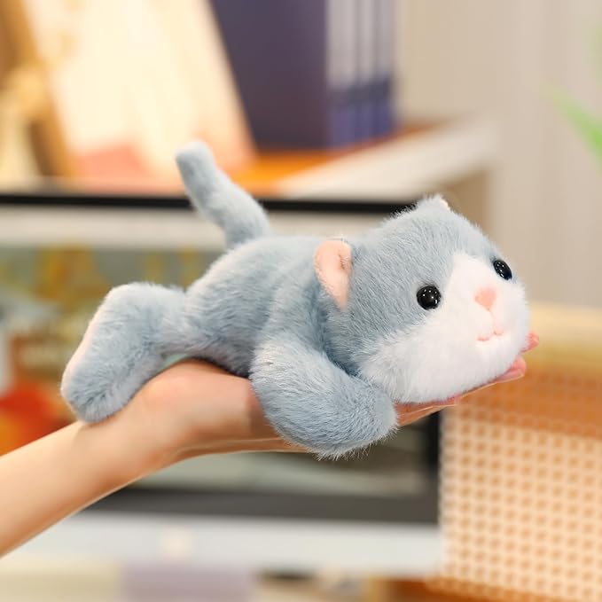 Ditucu Cute Palm-Sized Cat Stuffed Animal Soft Capibara Plush Doll Small Kitten Plushies Toys Gifts for Kids Grey 7.8 inch