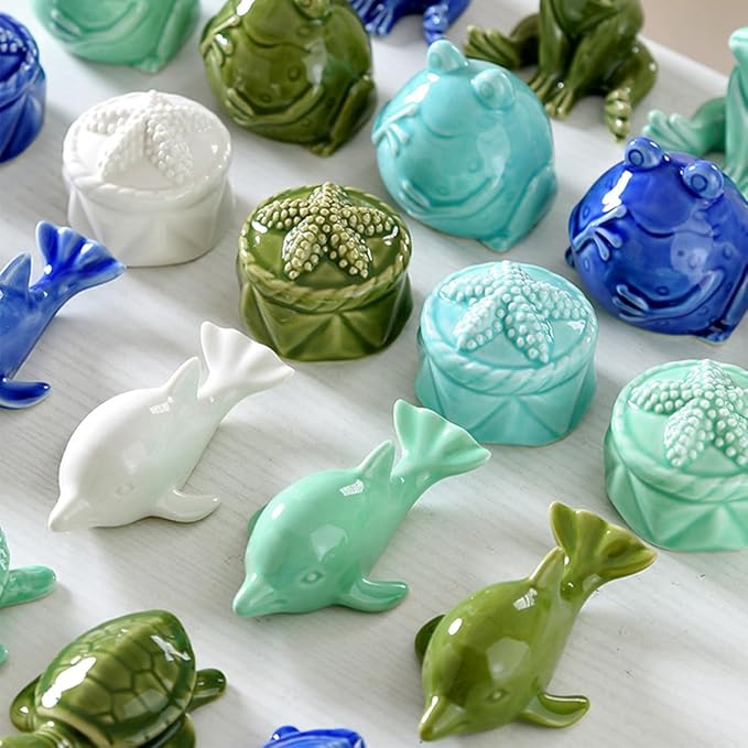 Ceramic Sea Turtle Figurine for Aquarium Decor, Penjing Rockery Scenery, Miniature Garden & Coastal Home Accent (Seaweed Green)