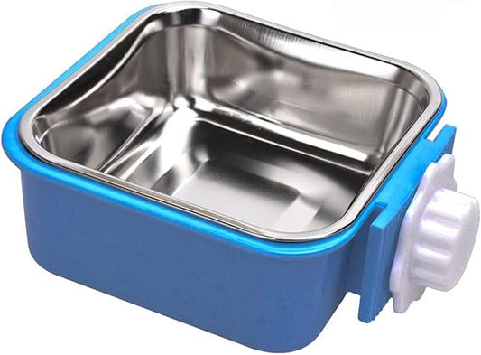 Pet Hanging Bowl for Crates, 2 in 1 Small Dog Puppy Bowl Removable Stainless Rabbit Cat Feeder Food Water Bowls for Puppy Cat Bird Rabbit Hamster Guinea Pig Ferret Small Animals