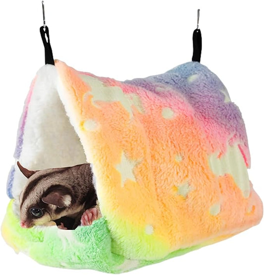 Cotton Guinea Pig Rat Hammock, Colorful Hamster Hanging Nest Warm Hideout Cage for Small Animals Sugar Glider Parrot Ferret (Colorful,X-Large)