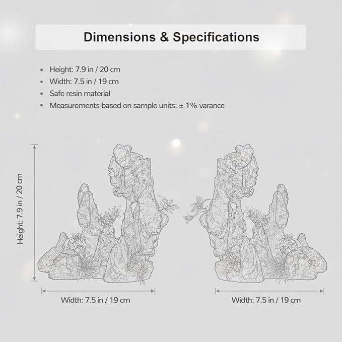 J-star Large Aquarium Rock Mountain Decor – Realistic Resin Landscape Ornament for Fish Tanks – Enhances Underwater Scenery, Easy to Clean, Safe for Fish