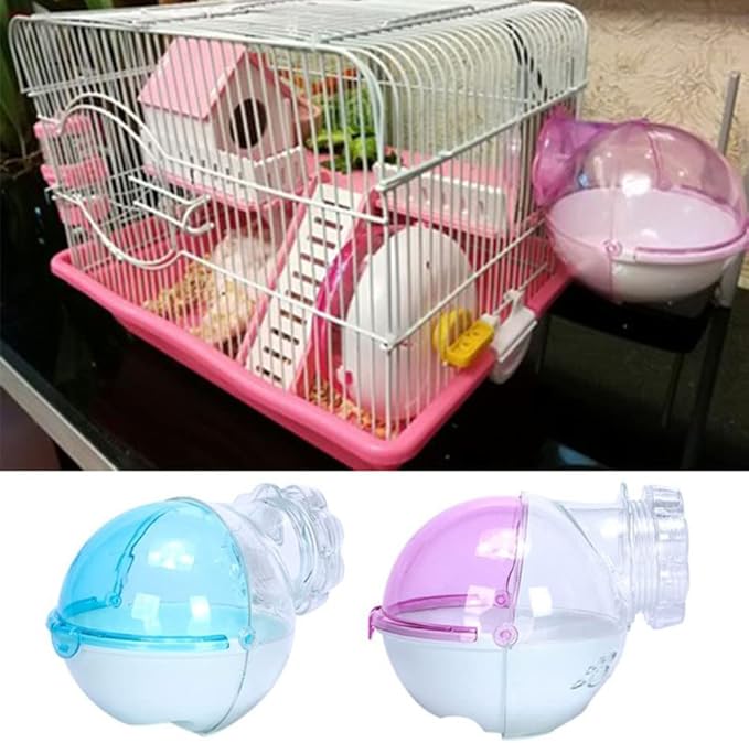 Hamster Sand Bathroom Guinea Pig Hideout Cage Accessories Sand Bath Container Small Pet Toilet Hamster Villa Transparent External(Upgrade Blue)