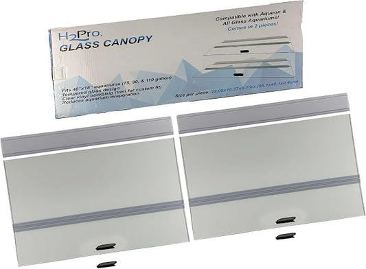 H2Pro Glass Canopy Aquarium Lid for Fresh & Saltwater Fish Tanks (A48GT for Aqueon 75/90 / 110 Gallon Aquariums)