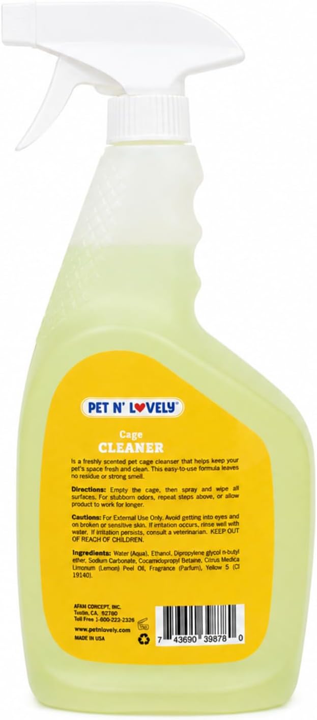 Pet N' Lovely Cage Cleaner, Easily Removes Pet Debris, For All Pets, Freshly Scented, Easy to Use, Refreshing Lemon, 32 Fl. Oz.