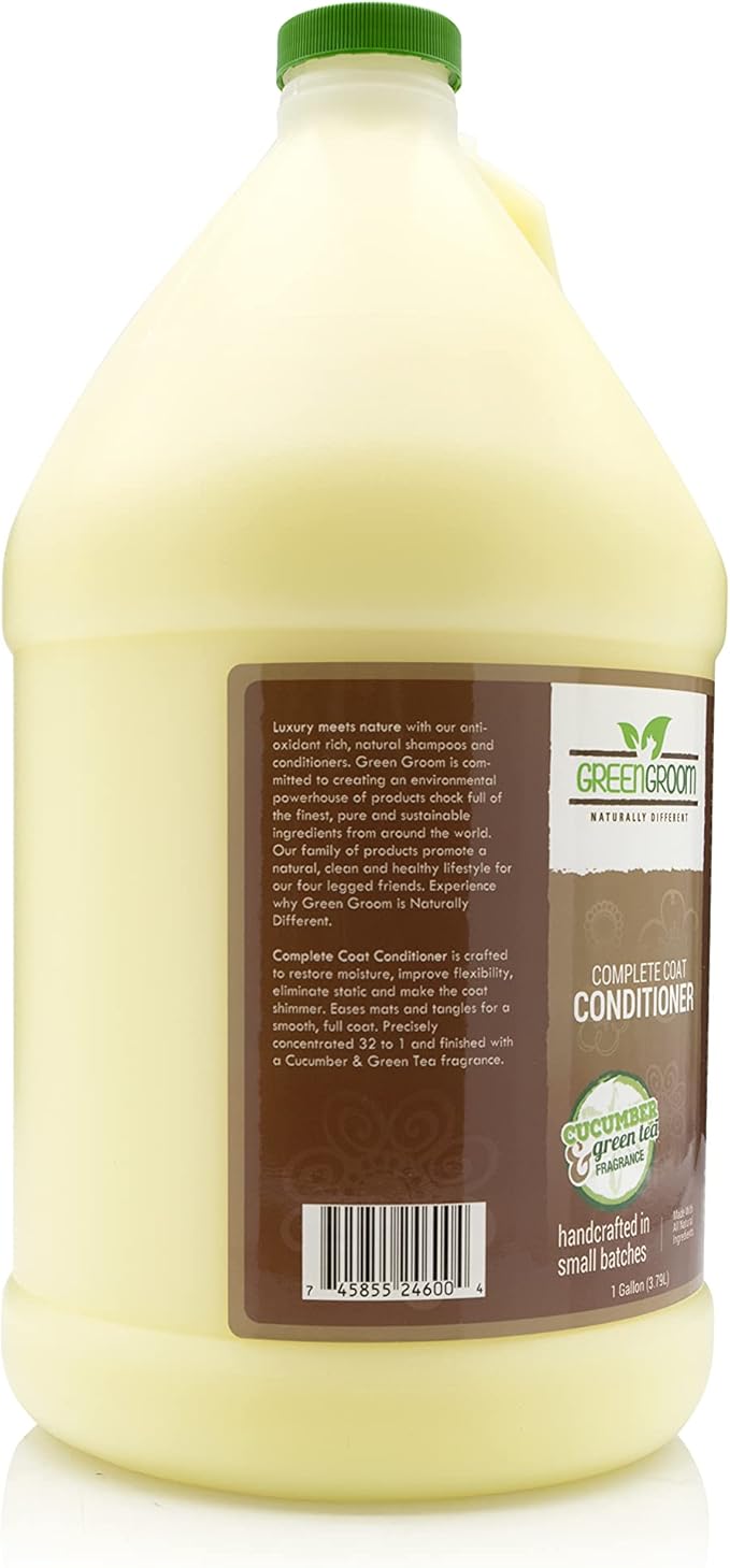 Green Groom Complete Coat Dog Conditioner, Gallon | All Natural Ingredients, Concentrated 32 to 1, Restore Moisture, Eliminates Static, Eases Mats and Tangles, Soap and Cruelty Free