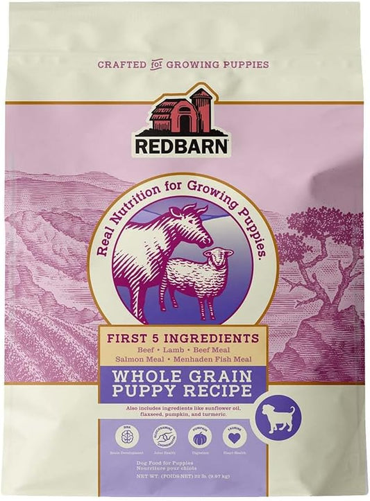 Redbarn Whole Grain Puppy Dry Dog Food - Beef & Lamb Recipe - 22 lbs - Made in USA with DHA, EPA, Probiotics for Healthy Brain Development, Digestive Health & Immunity