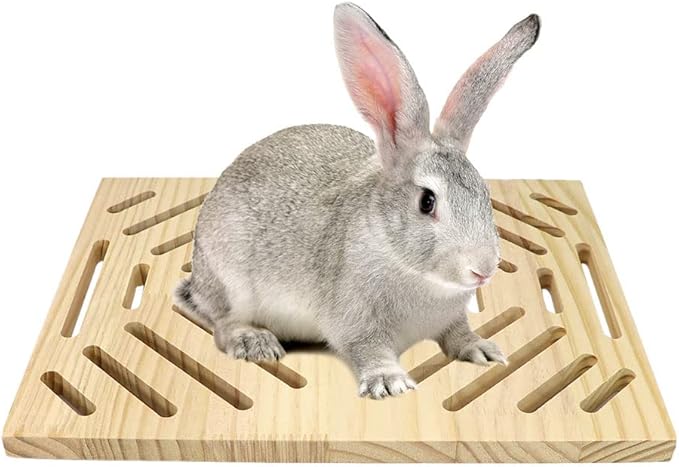 Litewoo Rabbit Scratch Board Foot Pad Mat Chew Toy Grinding Claws Teeth Natural Wood for Small Animal Rabbit Hamster Chinchilla Guinea Pig Ferret Gerbil Bunny Rat Cage Accessories (B)