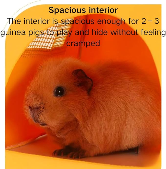 Guinea Pig Hideout Bed – Bottomless Guinea Pig House for Rabbits, Chinchillas, Ferrets & Small Pets – Breathable Summer Tent, Easy-to-Clean Hide for Indoor (Orange)