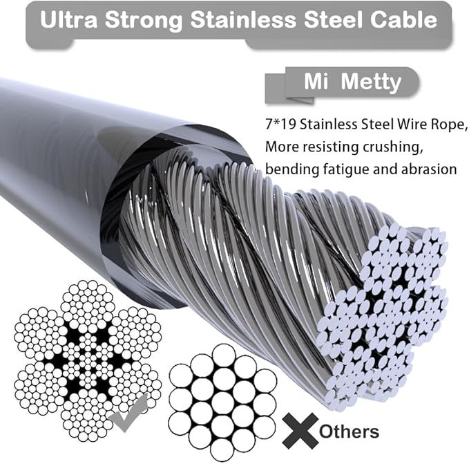 Tie Out Cable for Dogs,10/20/30/50/100FT Dog Leads for Yard Chew Proof,Heavy Duty Tie Out Cable for Large Dogs Up to 125lbs,Dog Runner Tether (Transparent Black, 125Ibs 20ft)