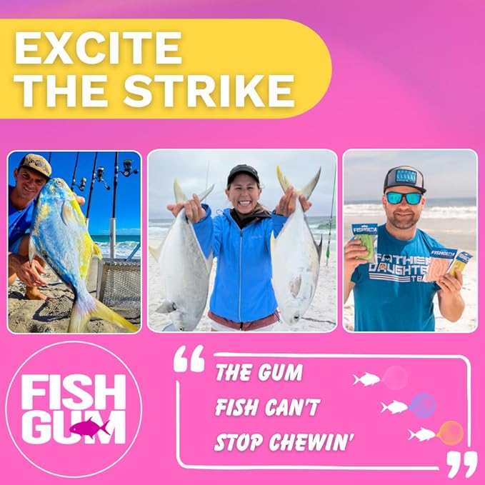 FishGum Surf Fishing Bait Strips for Saltwater Beach Fishing – Real Shrimp, Crab, Clam & Sand Flea Infused Scent – Artificial Cut Bait for Pompano, Redfish & Flounder