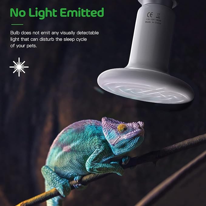 HealSmart Reptile Heat Lamp Bulb Ceramic Heat Emitter 100W No Light Emitting Brooder Coop Heater for Amphibian Pet & Incubating Chicken, White