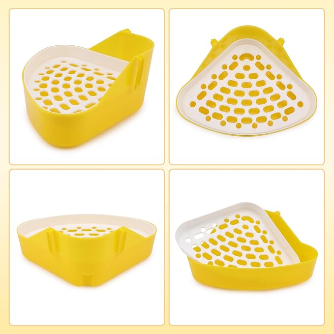 Hypeety Pet Toilet Small Animal Litter Tray Corner for Hamster Guinea Pig Ferret Gerbil Chinchilla Pet Small Rat Toilet Yellow