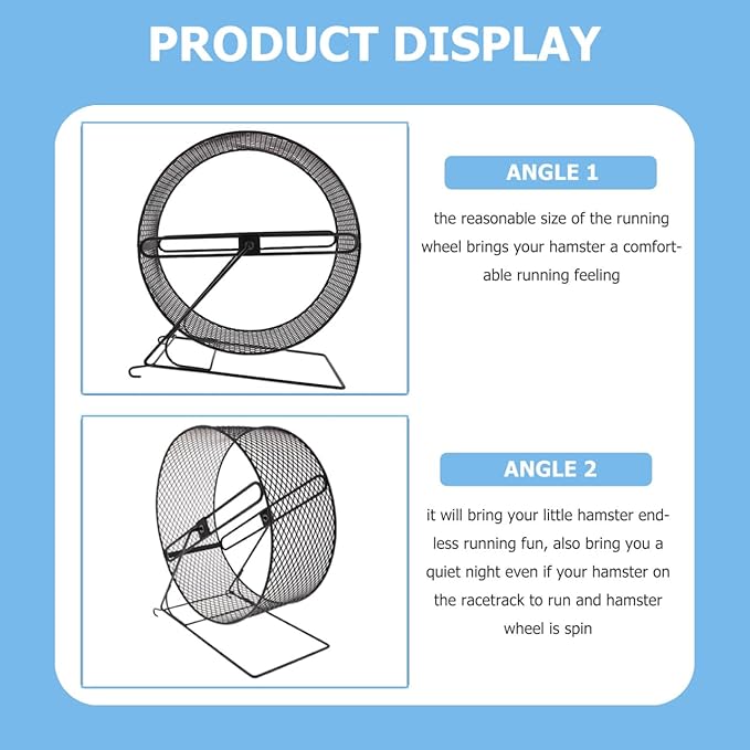 Mikikit Silent Hamster Running Wheel with Rack 11.02X10.23X5.90In Small Animal Exercise Toy for Hedgehogs Squirrels and Guinea Pigs Indoor Fitness