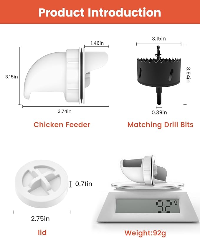 [8 Pack] Aopchry Automatic Chicken Feeder (White), Chicken Feeders No Waste Feed, Egg Shaped Thickened Design, Rain-Proof, Suitable for Various Poultry, with Mounting Hole Opener