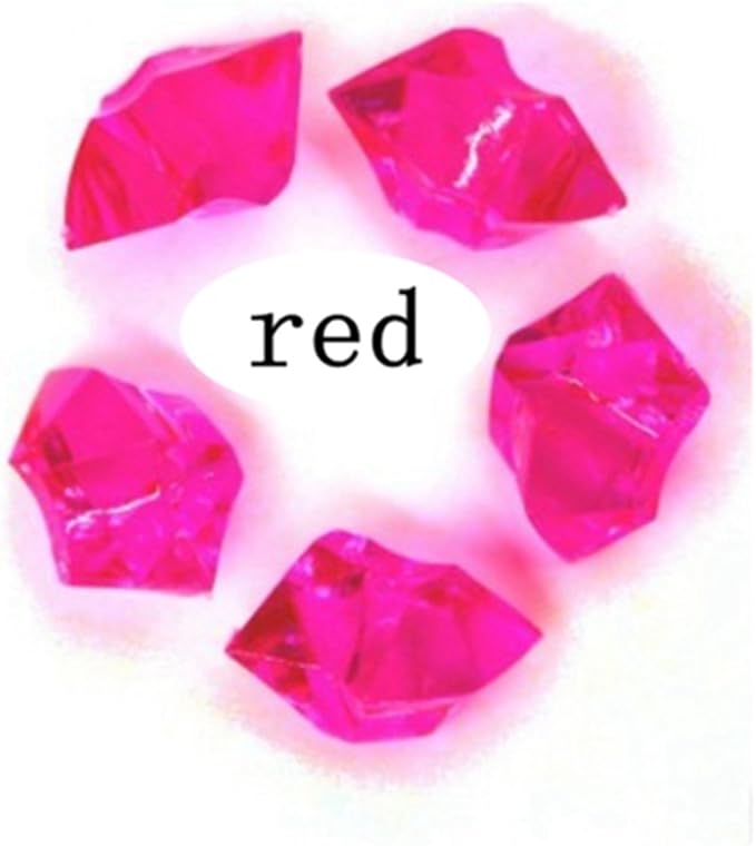 Ivie Colorful Crystal Stone Acrylic Glass Transparent Stone for Fish Tank,Aquarium,Terrariums,Vase,Plants,Garden Decoration (200grams) (red)