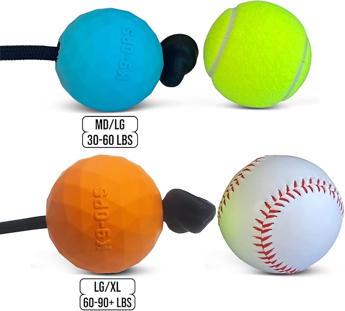 K9 Ops Dog Ball on a Rope Moki Tug Toy - Solid Rubber Fetch Training Reward - Large Dogs Tugs Durable Aggressive Chewers (Ruby Red, LG/XL)