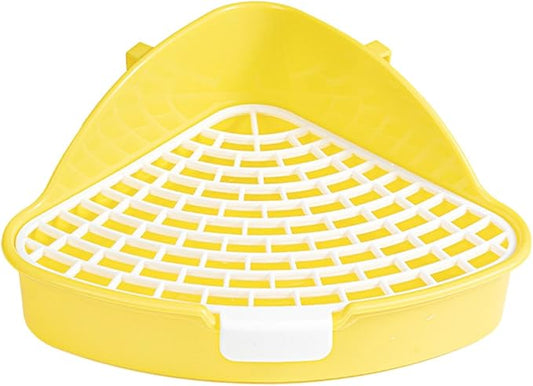 Rabbit Litter Pan, Small Pet Toilet Cage Accessories Corner Litter Pan for Hamster Ferrets, Yellow