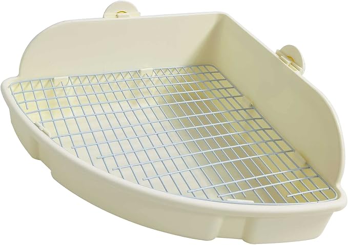 kathson Large Rabbit Litter Box Bunny Corner Toilet Box Potty Trainer Bigger Pet Pan Small Animal Cage Toilet Bedding Box Fanshaped for Adult Guinea Pigs Chinchilla Ferret Galesaur