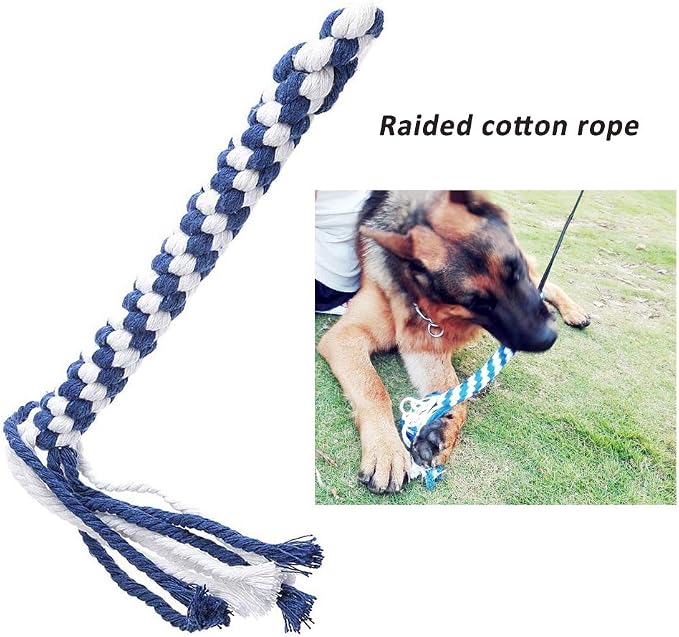 Flirt Pole for Dogs, Interactive Teaser Wand with 1 Fleece Rope Toy for Chase and Tug of War, Durable for Large & Medium Dogs, Outdoor Exercise & Training
