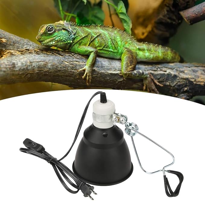KUIDAMOS 300W Reptile Heating Lamp Socket Ceramica UVA/UVB Bulb Lamp Light Holder with Anti-Hot Cage Light Holder for Reptiles Reptile Heat lamp Dome with Habitat Lighting