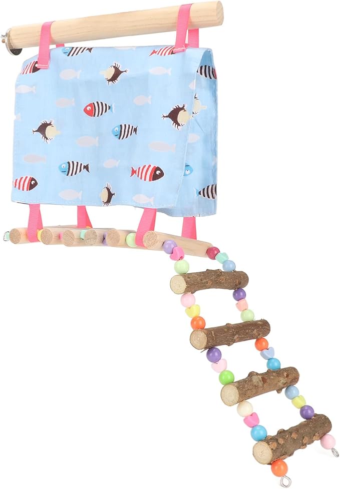 Semme Colorful Pet Hammock Tent with Ladder for Small Animals Like Parrots Hamsters and Golden Bears and Safe Hanging