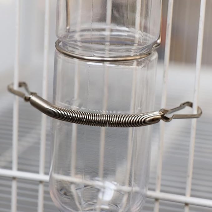 GANPUB Silver Replacement Springs with 2 Clips Stainless Steel 3.1 Inch Spring Fastening Water Drinking Bottle for Rabbit Hamster Water Bottle Spring Clip,Feeding and Watering Supplies