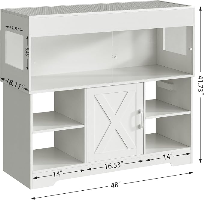 Herture 60 Gallon Reptile Tank with Stand, Terrarium Tank with Storage Cabinet, for Lizards, Skinks, Snakes, Sliding Acrylic Doors, Mesh Top, Built-in Power Outlet White PX02RTW