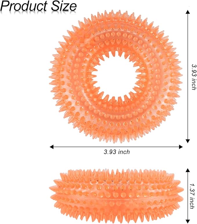 Andiker Squeaky Dog Toy, TPR Chewable Dog Toys for Teeth Grinding&Cleaning Dogs Fetch Toys for Enhancing Interactivity Outdoor Suitable for All Dog Sizes Puppy’s Gifts and Dog Lovers (Small Orange)