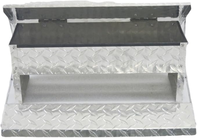 Treadle Large Poultry Feeders Aluminium Automatic Chicken Feeder No Waste Rat Proof Trough with Weatherproof Lid for Duck Fowl 11 lbs Capacity