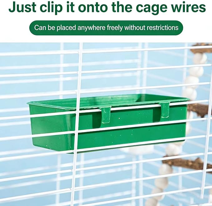 1Pcs Multifunction Creative Parrot Food Tray and Bathtub Animal Cage Standing Wash Shower Box Pet Bird Cleaning Products(Green)