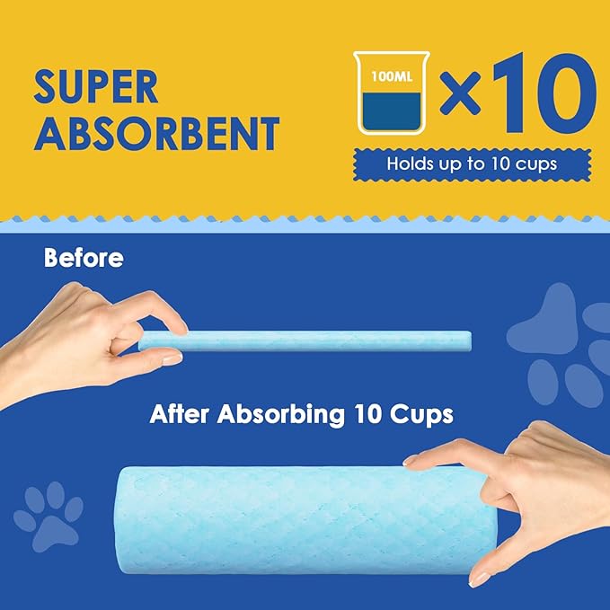 JollyMate 30"x36" Dog Pee Pads Extra Large, 50 Pack XX-Large Super Absorbent Pet Pee Pads with Adhesive Tabs, 6 Layers Thick Leak-Proof Potty Pads for Dogs and Puppies