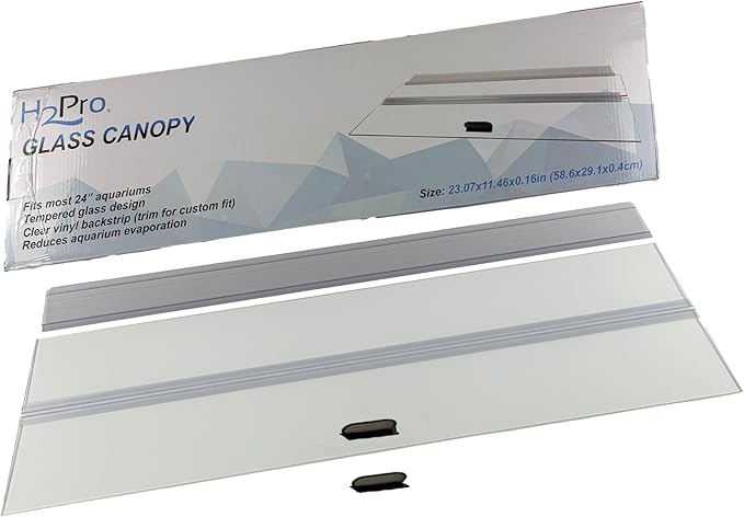 H2Pro Glass Canopy Aquarium Lid for Fresh & Saltwater Fish Tanks (24GT for Aqueon & Marineland 15 & 20 Tall Aquariums)