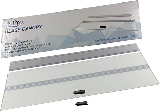 H2Pro Glass Canopy Aquarium Lid for Fresh & Saltwater Fish Tanks (24GT for Aqueon & Marineland 15 & 20 Tall Aquariums)