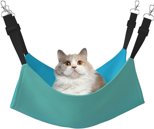 Teal Turquoise Pattern Cat Hammock for Cage Hanging Reversible,Pet Hammock Bed Adjustable,Soft Sleeping Hammock for Cats,Ferret,Puppy,Rabbits
