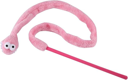 Cat Toy Snake, Serpentine Mint Cat Teasing Stick Enhance Bond with Cats, Pet Stress Relief and Interactive Toys (Pink)