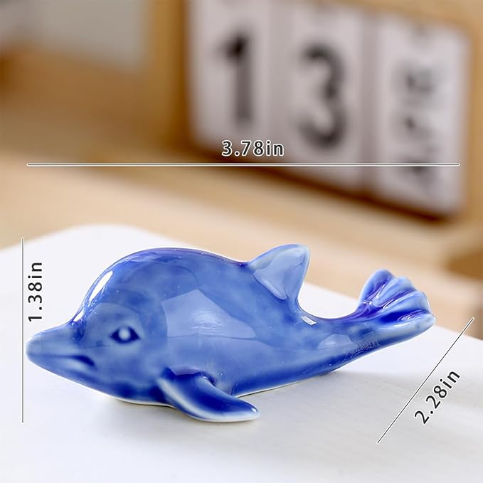 Multi-Purpose Ceramic Whale Ornament for Aquarium, Bonsai Landscape, Miniature Fairy Garden & Home Desk Decor (Blue)