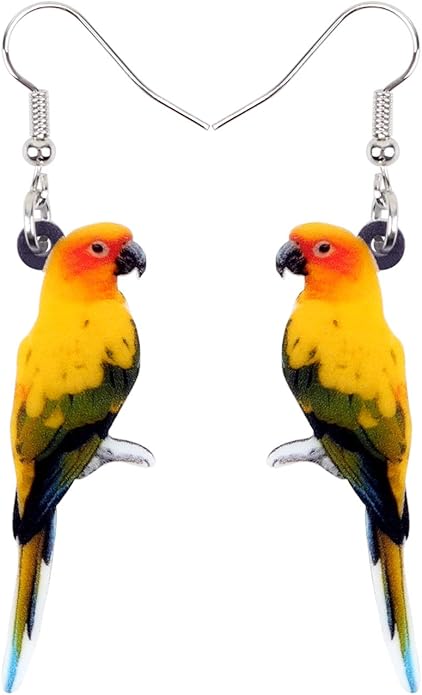 NEWEI Acrylic Cockatiel Gifts Cute Parrot Earrings Dangle for Women Bird Lovers Jewelry Ornament Charms