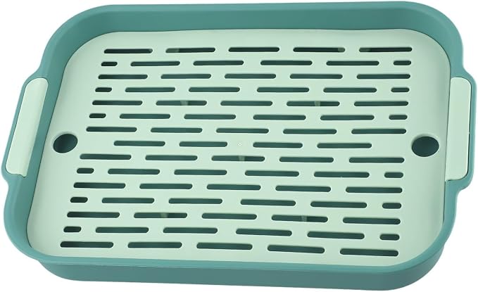 Litter Box Toilet Tray for Small Pets Such As Rabbit, Guinea Pig, Ferret, Chinchilla, Hamster, and Birds Space with Heightened Grid (Green)