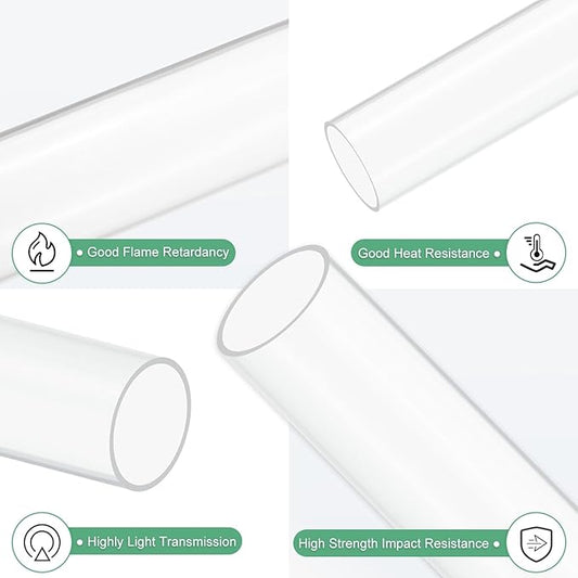 M METERXITY 1-Pack Clear Plastic Tube, 57mm[2.24"] ID x 63mm[2.48"] OD High Impact Rigid Polycarbonate Round Pipes for Water Plumbing/Lighting/Aquariums/Models, Plastic Tubing [245mm/10IN]