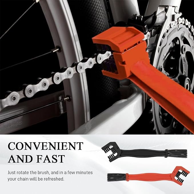 2 PCS Bike or Motorcycle Chain Washer, Motorcycle Chain Cleaning Kit, Motorbike Gear Dirt Stain Cleaning Brush, Bicycle Washer Cleaner Brush Tool for Bicycle Mountain Bike (Black+Orange, 2PCS)