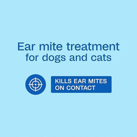 ADAMS Ear Mite Treatment for Dogs, Cats, Puppies & Kittens, Kills Ear Mites On Contact, Ear Drop Relief for Dogs and Cats Suffering from Ear Mites, Soothing Aloe and Lanolin Formula, 0.5 Fl oz
