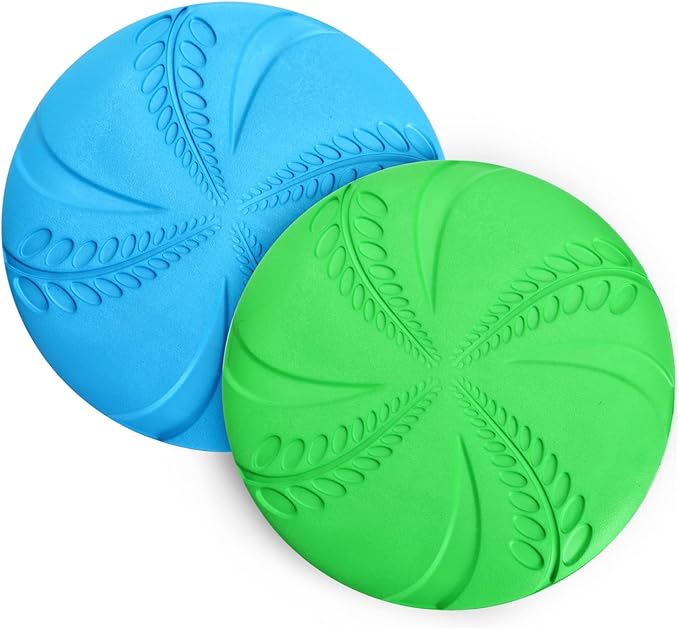 Nobleza Dog Flying Disc 2 Pack，8 in Flexible Floatable Dog Disc Toy for Long-Distance Flies and Floats， Lightweight Soft Flying Discs Toy for Small Medium Large Dogs to Fetch & Catch, Blue & Green