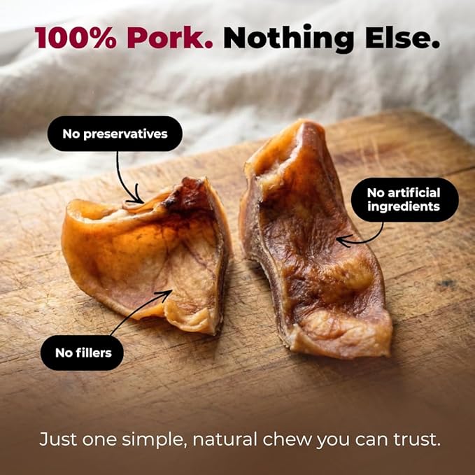 Best Pet Supplies GigaBite Half-Cut Pig Ears for Dogs - All-Natural Slow-Roasted Chews that Clean Teeth and Satisfy Aggressive Chewers - 50 Pack for Medium, Large Dogs
