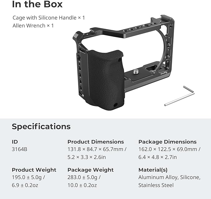 SmallRig Cage with Silicone Handgrip & Cold Shoe for Sony a6100, a6300, a6400-3164