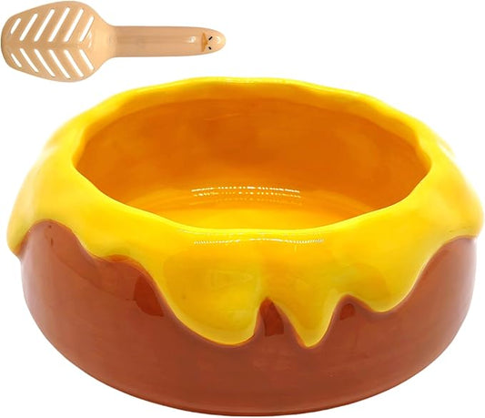 M2cbridge Ceramic Pudding Hamster Food Bowl Feeding Dish Water Bow for Guinea Pig Hedgehog Small Animal(Orange)