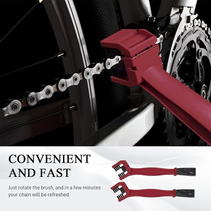 2 PCS Bike or Motorcycle Chain Washer, Motorcycle Chain Cleaning Kit, Motorbike Gear Dirt Stain Cleaning Brush, Bicycle Washer Cleaner Brush Tool for Bicycle Mountain Bike (Red, 2PCS)