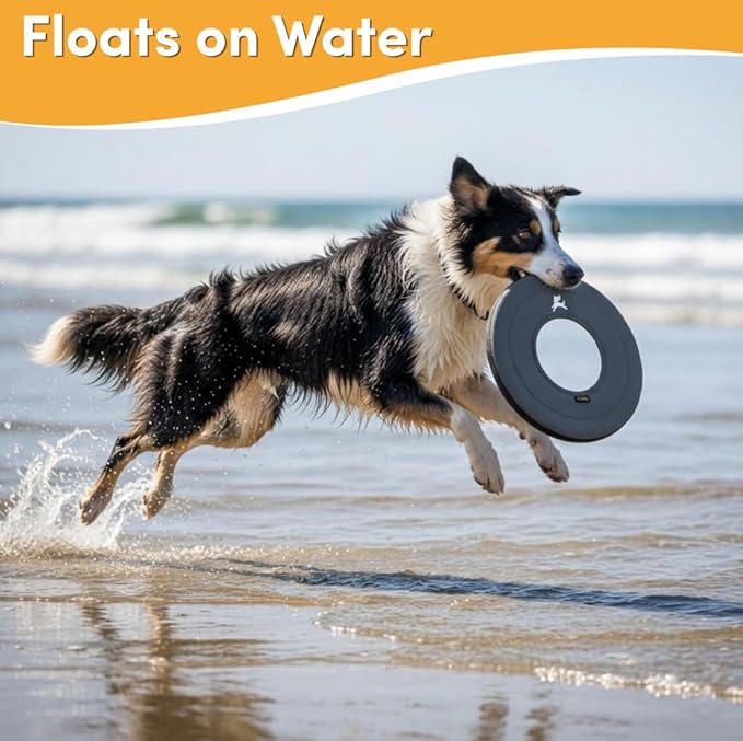 OllyDog Super Flyer, Floating Dog Disc for Water Play – Soft Durable Dog Fetch Toy, Eco-Friendly Recycled Material, Gentle on Teeth, Lightweight Flying Disc for Medium, Large Dogs (Castle Rock, 11")